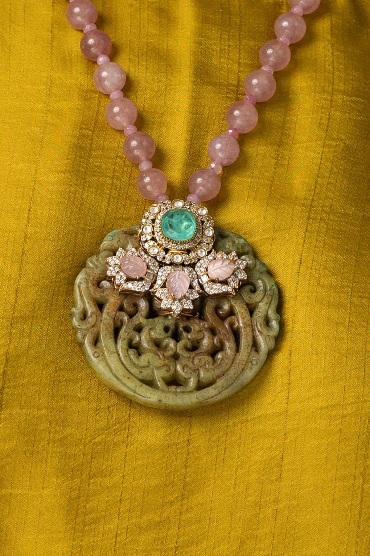 Gold Finish Multi-Colored Stone Necklace