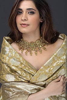 Gold Finish Multi-Colored Stone Necklace
