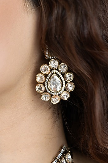 Gold Finish Kundan Polki Choker Necklace Set