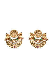 Gold Plated Antique Earrings With Ruby