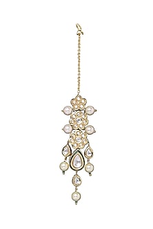 Gold Plated Shell Pearl Maang Tikka