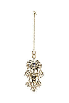 Gold Plated Polki & Pearl Maang Tikka