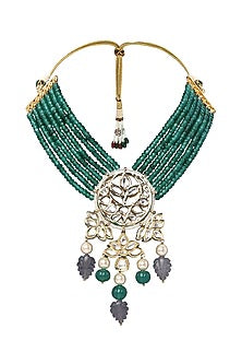 Gold Plated Jade Bead Necklace Set
