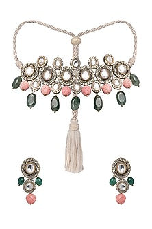 Gold Plated Coral Bead Necklace Set