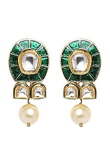 Gold Plated Pearl & Polki Necklace Set