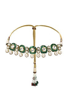 Gold Plated Pearl & Polki Necklace Set
