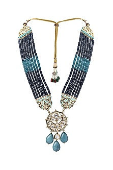 Gold Plated Blue Agate Drop Necklace Set