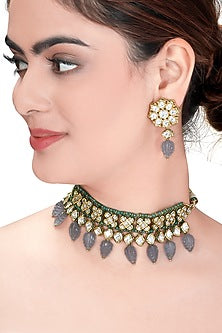 Gold Plated Polki Choker Necklace Set