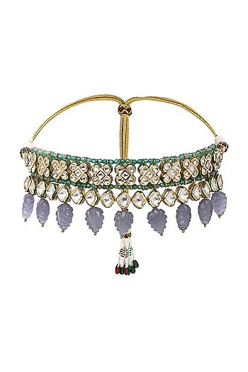 Gold Plated Polki Choker Necklace Set