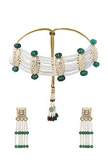 Gold Plated Onyx Bead Necklace Set