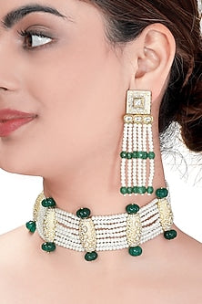 Gold Plated Onyx Bead Necklace Set