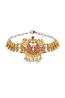 Gold Plated Emerald Antique Choker Necklace