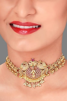 Gold Plated Emerald Antique Choker Necklace