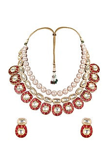 Gold Plated Polki Meenakari Necklace Set