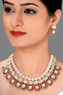 Gold Plated Polki Meenakari Necklace Set