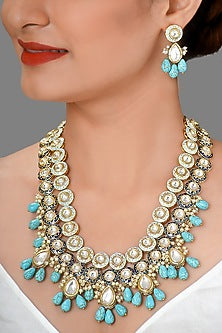 Gold Plated Turquoise Drop Necklace Set
