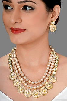 Gold Plated Meenakari Pearl Necklace Set