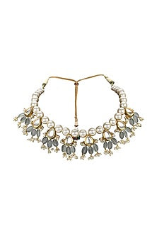 Gold Plated Polki & Jade Necklace Set