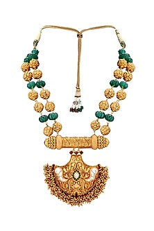 Gold Plated Temple Pendant Necklace Set