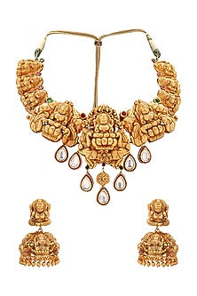 Gold Plated Imitation Polki Necklace Set
