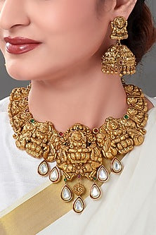 Gold Plated Imitation Polki Necklace Set