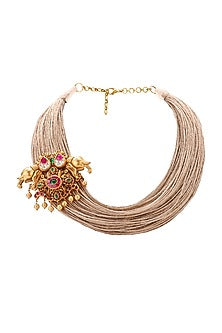Gold Plated Temple Pendant Necklace Set