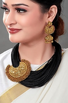 Antique Gold Plated Resham Thread Necklace Set