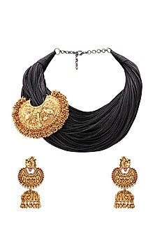 Antique Gold Plated Resham Thread Necklace Set