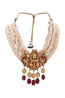 Antique Gold Plated Beaded Pendant Necklace Set