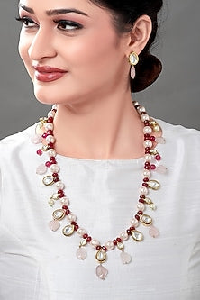 Gold Plated Rose Quartz Necklace Set
