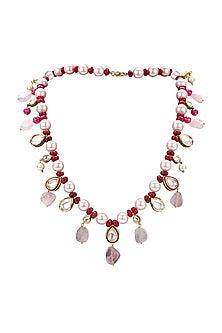 Gold Plated Rose Quartz Necklace Set