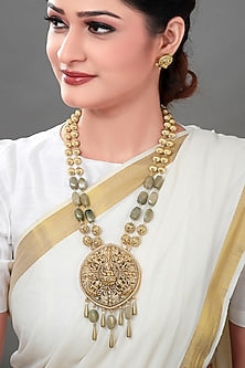 Gold Plated Beaded Pendant Necklace Set