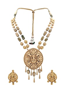 Gold Plated Beaded Pendant Necklace Set