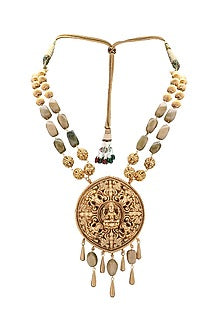 Gold Plated Beaded Pendant Necklace Set
