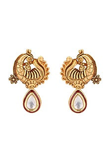 Antique Gold Plated Polki & Thread Necklace Set
