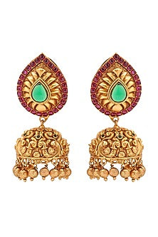 Gold Plated Ruby Pendant Necklace Set
