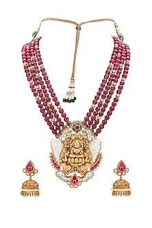 Gold Plated Polki Pendant Necklace Set