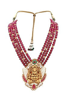 Gold Plated Polki Pendant Necklace Set