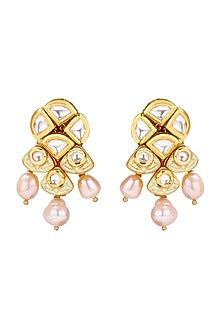 Gold Plated Polki & Pearl Necklace Set