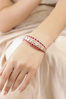 Gold Finish Red Stone Bracelet