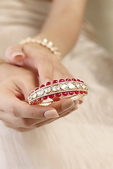 Gold Finish Red Stone Bracelet