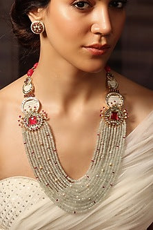 Gold Finish Multi-Colored Stone Necklace Set