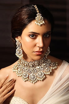 Gold Finish Gemstone Necklace Set
