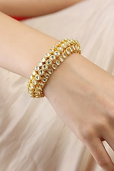 Gold Finish Kundan Polki Bracelet