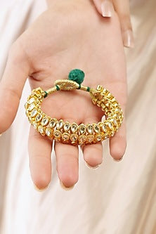 Gold Finish Kundan Polki Bracelet