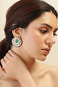 Gold Finish Kundan Polki Stud Earrings