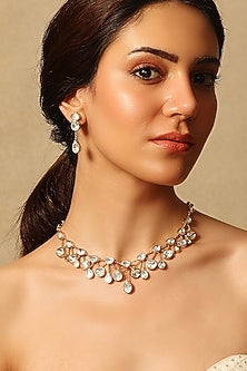 Gold Finish Gemstone Necklace Set