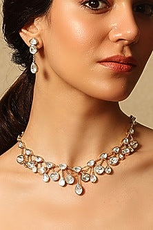 Gold Finish Gemstone Necklace Set