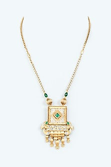 Gold Finish Shell Pearl Long Chain Necklace
