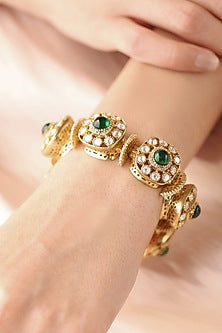 Gold Finish Green Stone Bracelet
